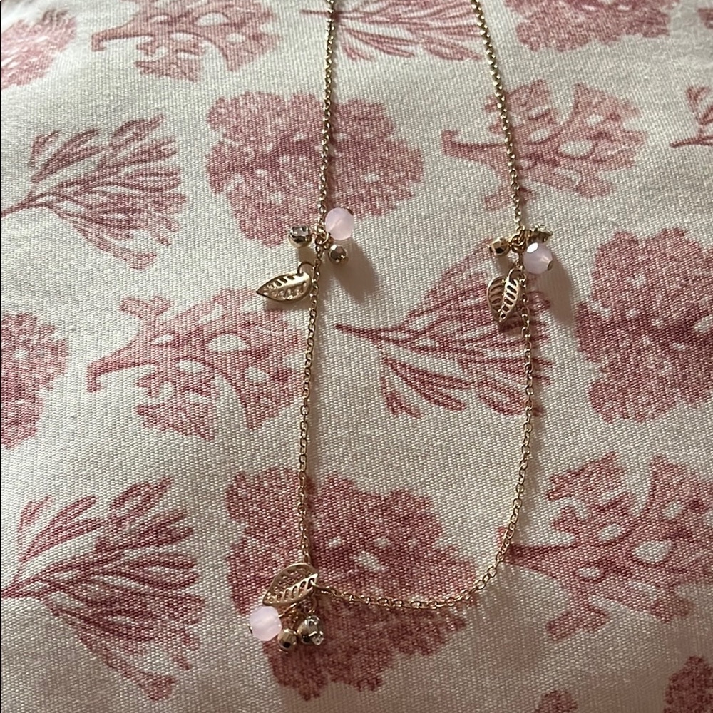 Elegant Gold and Pink Leaf Necklace
